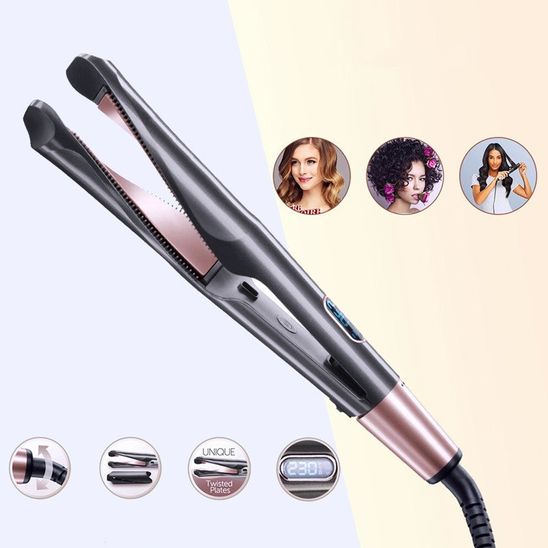 2 In 1 Hair Straightener And Curler Curling Iron For All Hair Types Tourmaline Ceramic Twisted Flat Iron For Hair Styling 2 In 1 Hair Straightener And Curler Curling Iron For All Hair Types Tourmaline Ceramic Twisted Flat Iron For Hair Styling